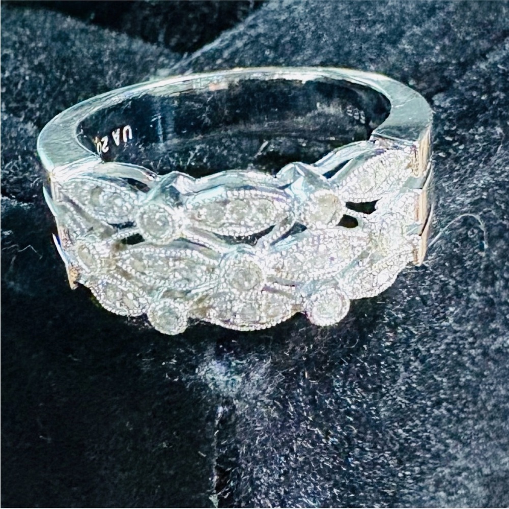 Triple Row Diamond Band, White Gold Ring